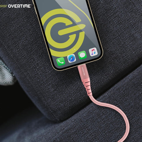 Overtime iPhone Charger Cable (1 Pack), Apple MFi Certified Lightning Cable 6ft Braided Nylon USB Cord for iPhone 14/13/12/11/Pro/Max/Mini/SE/XR/X...