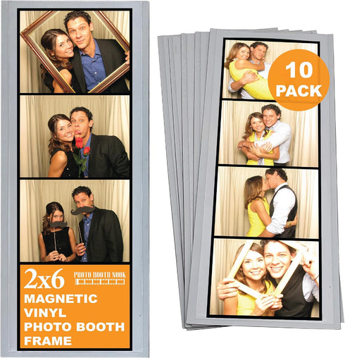 Photo Booth Nook | 2x6 Flexible Magnetic Photo Booth Picture Frames (10 Count) | Crystal Clear Display with Strong Magnet...
