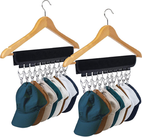 Hat Rack for Baseball Caps Hat Organizer Holder for Hanger & Room Closet Display, 2Pack 10 Hat Storage Clips for Hang Ball Caps Beanie, for Men Gi...