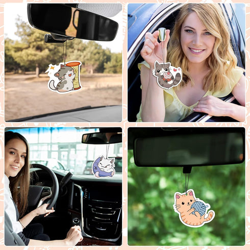12 Pack Car Air Fresheners Cute Hanging for Women Man Christmas Incense Chips Car Rearview Mirror Pendant Cute Pet Odor Eliminating Air Freshener ...