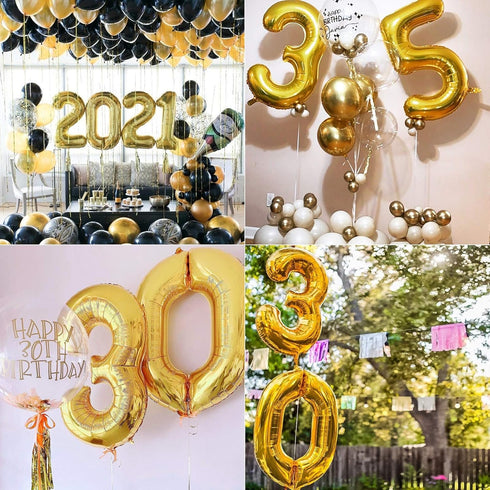Lovoir 40 Inch Large Gold Number 2 Balloon Extra Big Size Jumbo Digit Mylar Foil Helium Balloons for Birthday Party Celebration Decorations Gradua...
