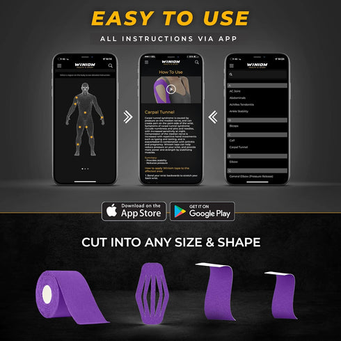 Kinesiology Tape-Incredible Support for Athletic Sports and Recovery+Free Taping Guide-Uncut 2 inch 16.4 feet Roll (Indigo Purple (Pack of 2) + Fr...