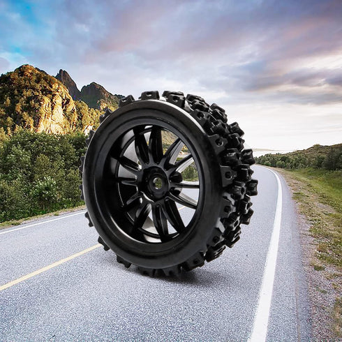JIUWU 4pcs RC 1:10 Rubber Tires Car Crossing Wheels Rims Hex 12MM Black...