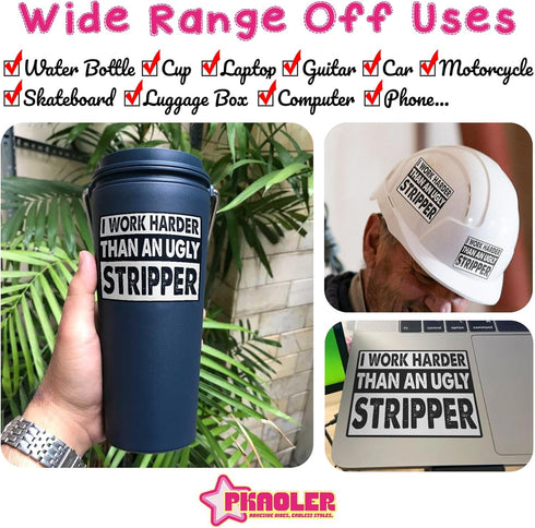 (3PCS) I Work Harder Than an Ugly Stripper Sticker Hard Hat Worker Blue Collar 3" Die-Cut Waterproof Vinyl Sticker for Toolbox Helmet Water Bottle...
