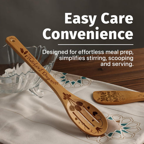 Premium Mother’s Day Bamboo wooden spoons for cooking - ideal wooden cooking utensils set Gifts For mom From Daughter - Wood Spoons for Cooking - ...