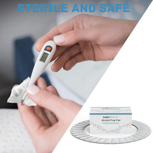 Sterile Alcohol Prep Pads, Thick Alcohol Swabs, Latex-Free Wipes Wrapped Individually, Cotton 2-Ply Swabs, for Medical & First-Aid Kits (100 Wipes...