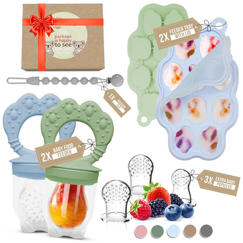 O’doe Silicone Baby Popsicle Molds & Baby Food Feeder with 1 Clip, 2 Pack Freezer Tray with Lid, 2 Breastmilk Popsicle Molds for Teething Relief, ...