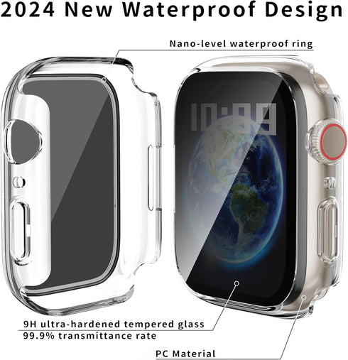 Waterproof Privacy Case Compatible with Apple Watch Series 9/8/7 41mm with Anti-peep Screen Protector, iWatch Face Cover Protective Bumper for iWa...