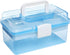 MyGift 10 Inch Portable First Aid Storage Box Transparent Blue Plastic Case, Tool Box, Sewing Box Organizer, Travel Kit Box with Removable Tray, C...
