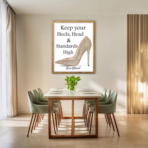 Posterizer 1 pcs-Keep Your Heels, Head and Standards High-Coco Chanel-Inspirational Women's Art- Gift for Women, Fashionistas, Designer Fashion Fa...