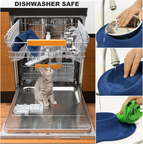 AsFrost Dog Food Bowls Stainless Steel Dog Food and Water Bowl Set, Dog Bowls No Spill Non Slip Silicone Mat, Dog Dishes for Small Medium Size Dog...