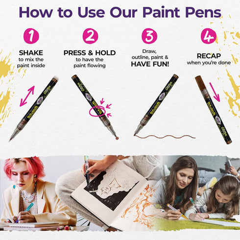 PINTAR Glitter Pens for Adults and Kids - Glitter Stylus Pens - Extra Fine 0.7mm Tip Paint Pens - Acrylic Glitter Markers - Acrylic Paint Pens for...