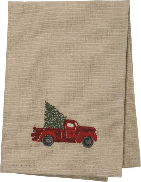 Primitives by Kathy Stitch Art Dinner Napkins Set, Truck with Christmas Tree...