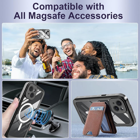Ezanmull for iPhone 14 Plus Waterproof Case with Built-in Screen Protector & Compatible with MagSafe Magnetic - Rugged Full Body Dustproof Shockpr...