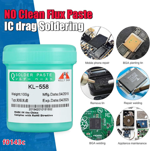 558 Solder Flux, No-Clean Rosin Flux Paste, Lead Free Soldering Flux,100g/Bottle, For Phone, IC, PCB,BGA,SMD, Home Appliance, etc. Repair...