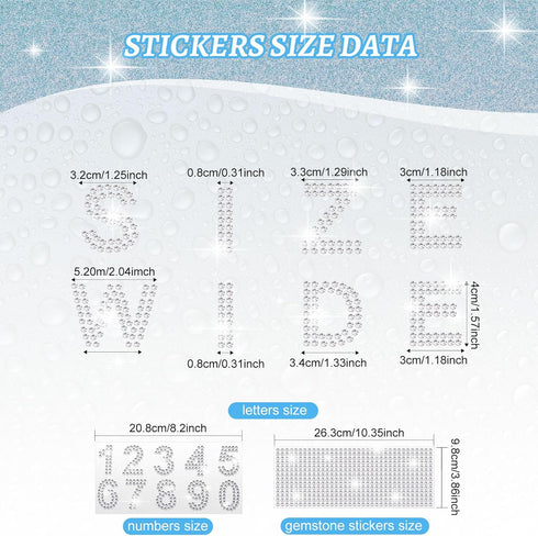 3 Sheets Glitter Letters Rhinestone Sticker Letter Bling Crystal Alphabet Number Stickers Gemstone Border 34 Letters and 10 Numbers Self-Adhesive ...