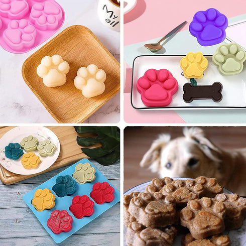 Cat Paw Chocolate Silicone Mold 2PCS-6 Cavity Puppy Dog Paw Shaped Candy Cookie Silicone Mould Ice Cube Tray Homemade Dog Treats Baking Tools...