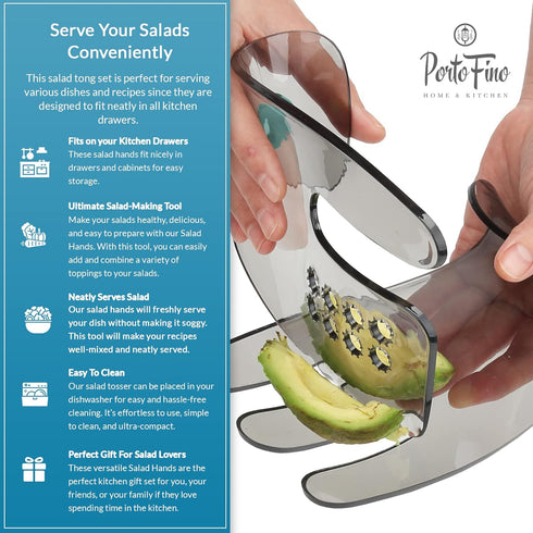 Salad Hands - Salad Tongs for Serving - Salad Serving Utensils - Salad Tosser Salad Servers - Salad Spoons for Serving - Space Saving Salad tools ...