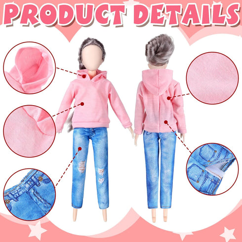 Bencailor 8 Pieces Doll Clothes 11.5 Inch Girl Doll Accessories Cotton Elf Sweaters Denim Pant Regular Outfit Doll Clothing (Hoodie)...