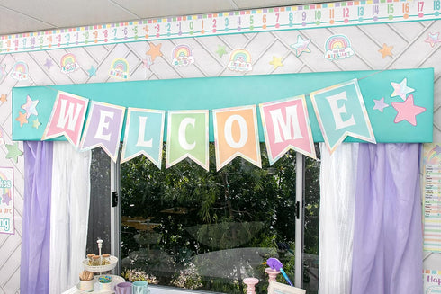 Teacher Created Resources Pastel Pop Pennants Welcome Bulletin Board (TCR8410)...