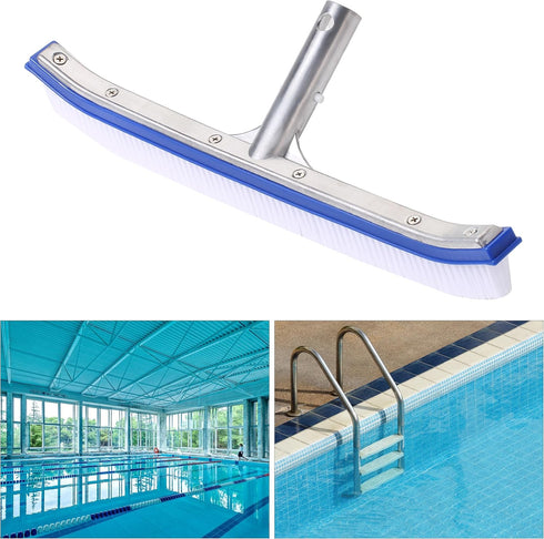 UNCO- Pool Brush Head, 17.3 in, Swimming Pool Wall & Tile Brush, Aluminium Swimming Pool Brush Head for Inground Pools, Nylon Bristles, Pool Clean...