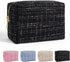 Small Makeup Bag Plaid Tweed Cosmetic Bag for Women Travel Make Up Bag for Purse Makeup Pouch Aesthetic Stuff - Black...