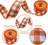 8 Rolls 40 Yards Fall Plaid Ribbon Wired Edge Ribbon Fall Leaves Ribbon Wrapping Craft Ribbon for Thanksgiving Farmhouse Wreath Bows Crafting Supp...
