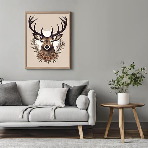 Posterizer 1 pcs- Print of a deer with white halo and flowers-Art for Animal Lovers-Floral Botanical Art- Gift for Men Women Teens-Decor for Home ...