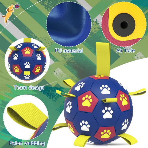 Dog Toys Soccer Ball with Straps - Durable Dog Balls for Large Dogs, Outdoor Dog Toys, Summer Dog Water Toy, Herding Ball, Puppy Dog Birthday Gift...