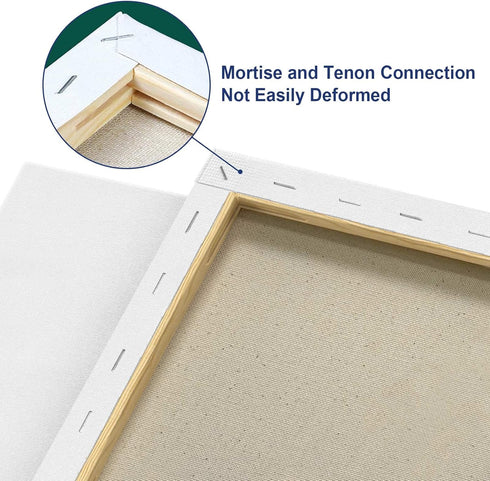 Artkey Canvases for Painting 8 x 10 Inch 10 - Pack, 5/8" Profile Stretched Canvas - 10 oz Primed, 100% Cotton White Blank Canvas - Art Paint Canva...