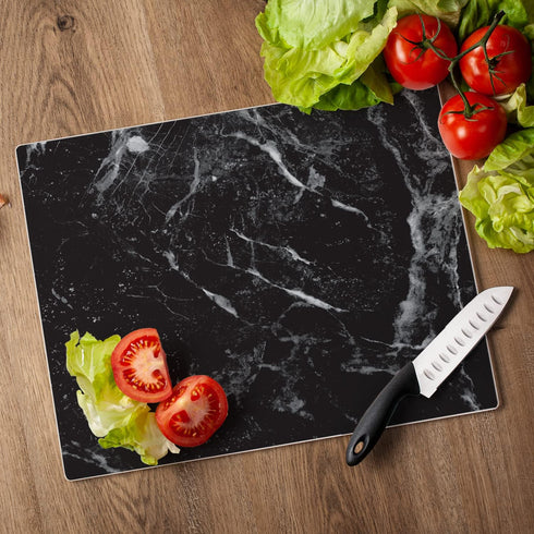 CounterArt Black Marble Design 3mm Heat Tolerant Tempered Glass Cutting Board 15” x 12” Manufactured in the USA Dishwasher Safe...