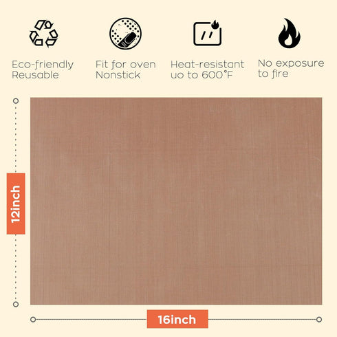 HTVRONT Teflon Sheets for Heat Press - 3 Pack Non Stick PTFE Teflon Sheet Reusable 12 x 16" Teflon Paper Heat Resistant Teflon Mat(Brown)...