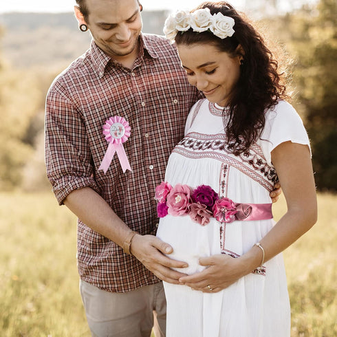 Handmade Floral Pearl Maternity Sash for Mom to Be - Luxury 3D Crystal Pregnancy Sash, Baby Shower Photo Props, Gender Reveal & New Mom Belly Band...