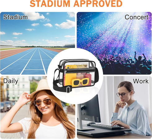 MAY TREE Clear Bag for Stadium Events Clear Messenger Bag Suitable for Concert Outfits and Sports Events...