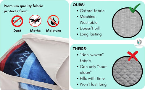 Comforter Storage Bag - Folding Organizer bag for King/Queen Comforters, Pillows, Blankets, Bedding/Quilt, Blanket, Duvet, Mothproof Space Saver; ...