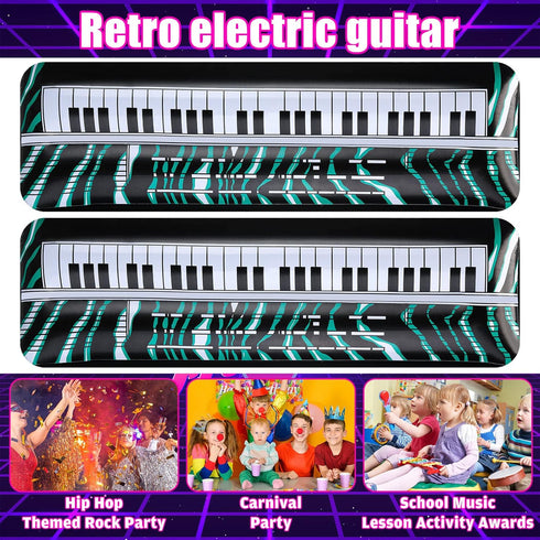 2 Pcs Inflatable Keyboard Piano Rock Star Toys Inflatable Party Props Electric Blow up Keyboard Piano Rock and Roll Party Decorations for Kids 80s...