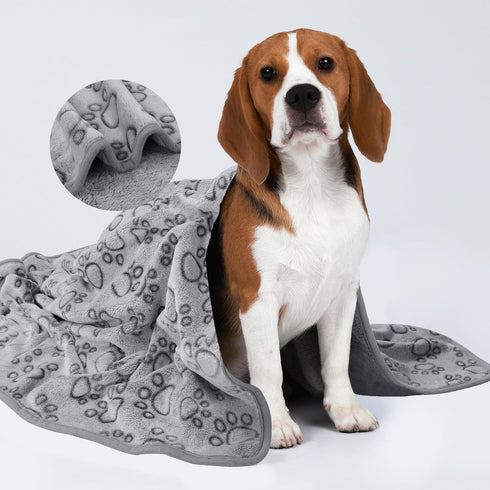 Luciphia 1 Pack 2 Pet Blankets for Dogs Cats, Fleece Print Dog Cat Blankets for Small Medium Large Puppy Kitten, Grey Paw Small (23x16 inch)...