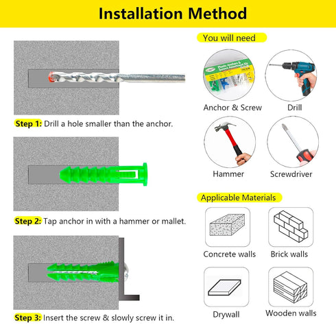 Drywall Anchors and Screws Kit 159Pcs, Plastic Wall Anchors Assortment Kit with 3Pcs Drill Bit for Drywall(#6,#8,#10,#14)...