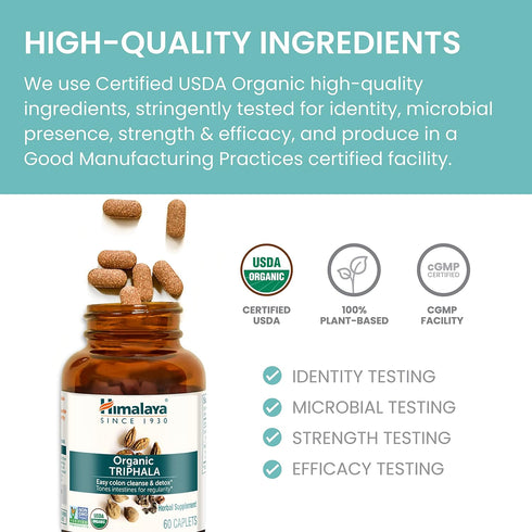 Himalaya Organic Triphala Herbal Supplement for Colon Cleansing, Supports Regularity, Occasional Bloating, Waste Elimination, USDA Organic, Non-GM...