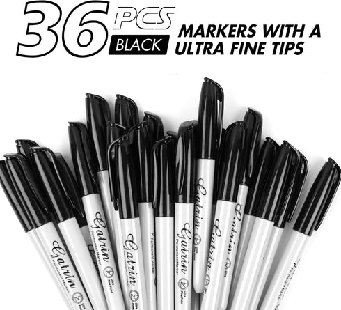 Ultra Fine Point Black Permanent Markers, 36 Pack Ultra Fine Point Black Permanent Marker set, Works on paper, Plastic, Stone, Glass, Metal...
