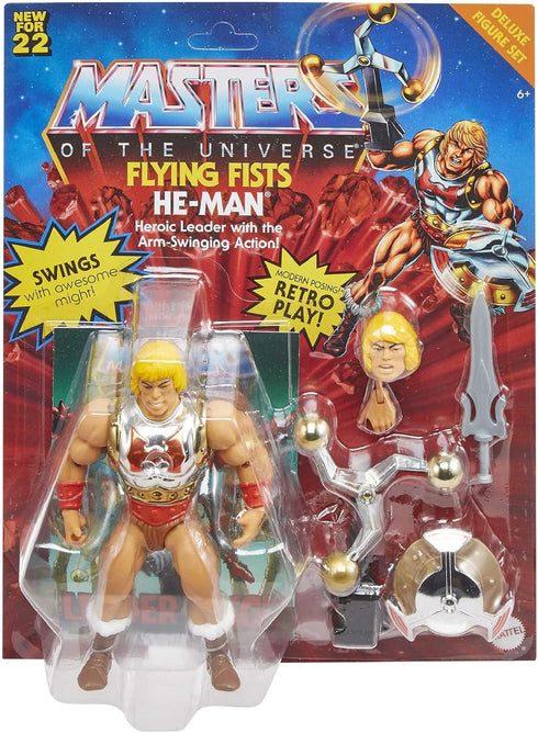 Masters of the Universe Origins Deluxe Action Figure, Flying Fists He-Man, 5.5-in Battle Figures for Storytelling Play and Display, for 6 to 10-Ye...