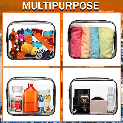 6 Pieces Clear Makeup Bags, Cosmetic Bag Bulk, Portable Travel Clear Pouch with Zipper, TSA Approved Toiletry Bag for Travel Waterproof Makeup Bag...