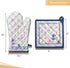 Maison d' Hermine 100% Cotton Oven Mitt & Pot Holder Set (7.5"x13" & 8"x8") Heat Resistant BBQ Cooking Gloves with Loop, Baking, Grilling, Kitchen...