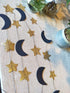 Moon and Star Garland Decorations - Navy Gold Glitter Outer Space Birthday Party Hanging Decorations for Honey Moon Wedding Engagement and Baby Sh...