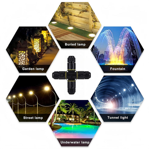 IP68 Waterproof Cable Connector Outdoor, 4 Way Waterproof Junction Box Outdoor Cable Connector, 3 Pins wires Screwless,Extension Electrical Cable ...