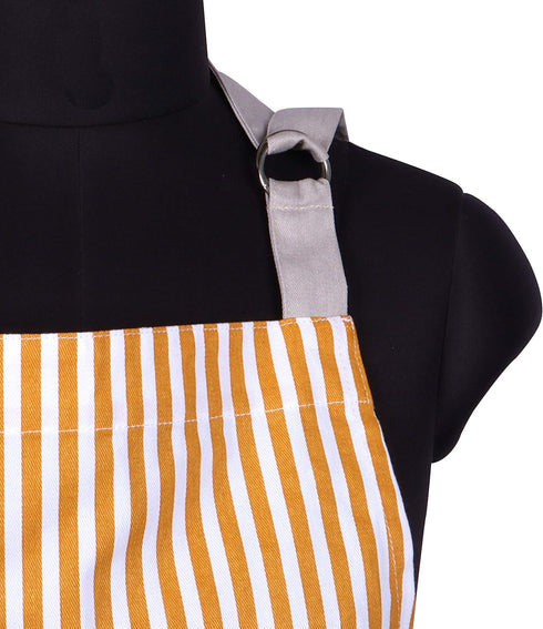 AMOUR INFINI Cotton Aprons for Women with Pockets Adjustable Strap and Waist Ties Reusable Printed Aprons for Baking, Cooking, Gardening (27.5 x 3...
