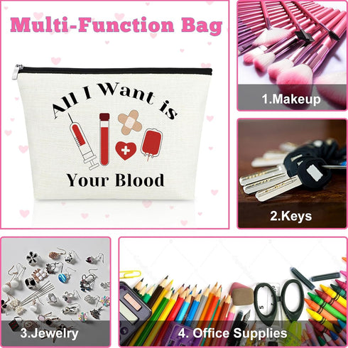 Phlebotomist Gifts for Women Makeup Bag Nurses Day Gift Ideas Cosmetic Bag Funny Phlebotomist Gifts Travel Bag Certified Phlebotomy Technician Gif...