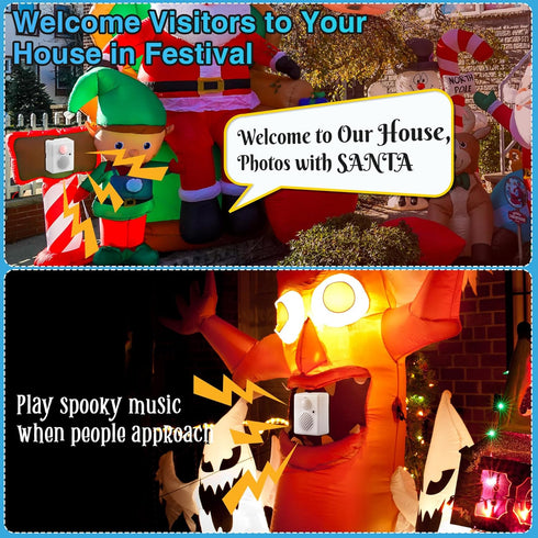 Enhon Motion Activated Sound Voice Player with USB Cable, Battery Powered Motion Sensor Alarm, Download Your Own Audio Files About Christmas Music...