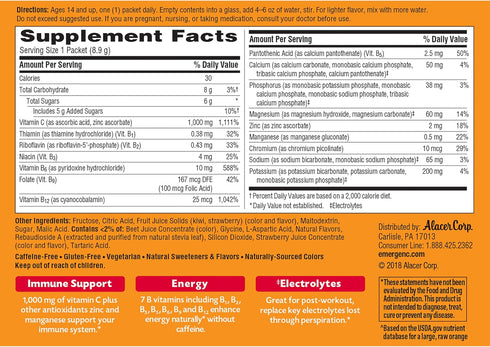 Emergen-C 1000mg Vitamin C Powder, with Antioxidants, B Vitamins and Electrolytes, Vitamin C Supplements for Immune Support, Caffeine Free Fizzy D...