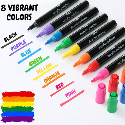 Mr. Pen- Acrylic Paint Marker Pens, 8 Colors, Acrylic Paint Pens for Rocks Painting, Glass, Wood, Ceramic, Fabric, Canvas, Mugs, Scrapbooking, Roc...